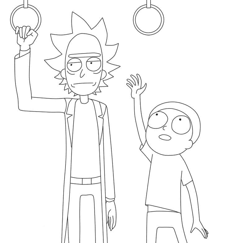 Rick and Morty in the bus Coloring Page