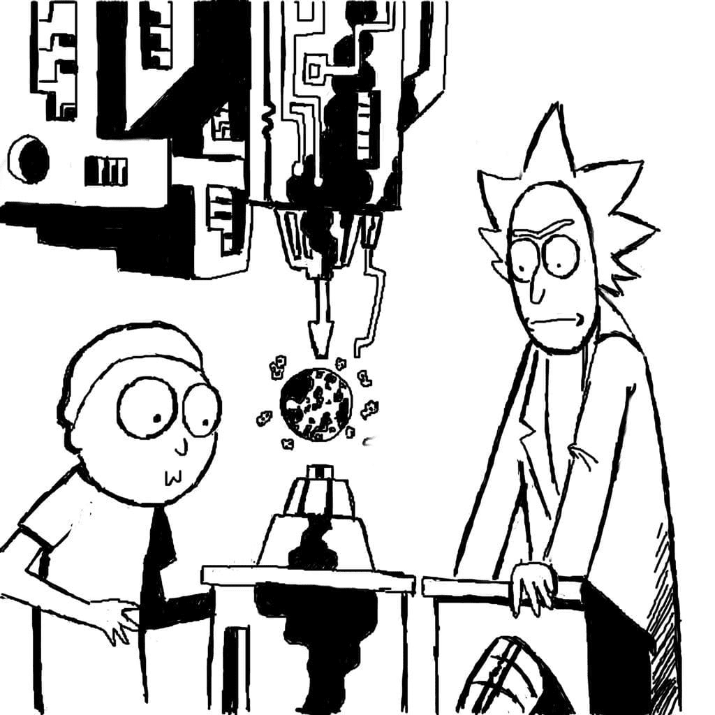 Rick and Morty in the lab Coloring Pages