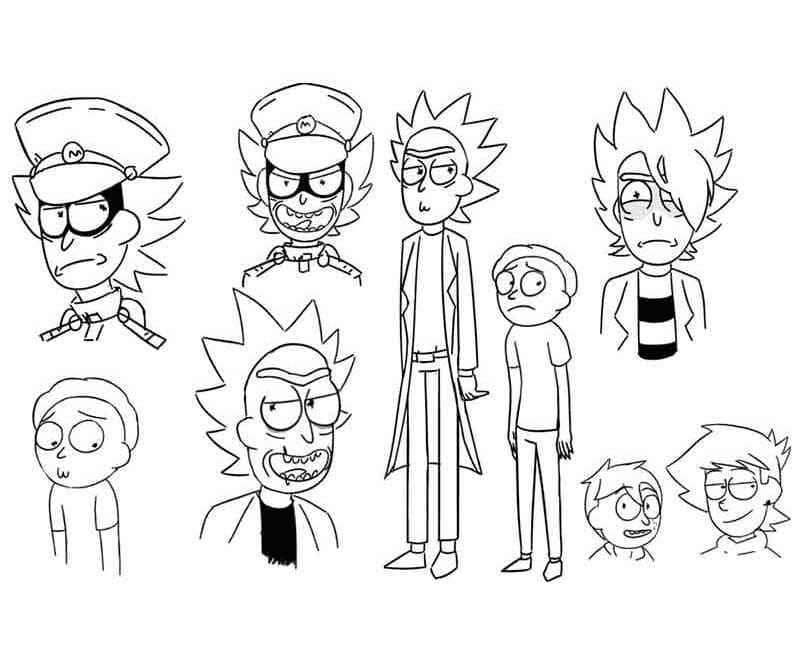 Dibujo de Pieles de Rick y Morty para colorear