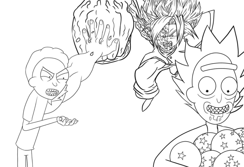 Rick and Morty vs Goku Coloring Pages