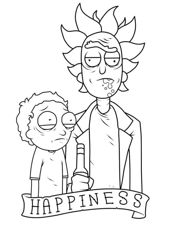 Pagina da colorare di Rick e Morty