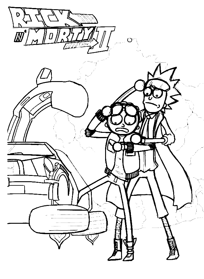 Rick and Morty’s Journey Coloring Page