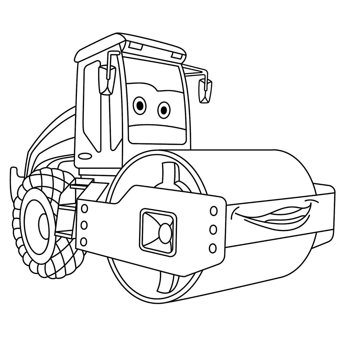 Road Roller Printable Coloring Page