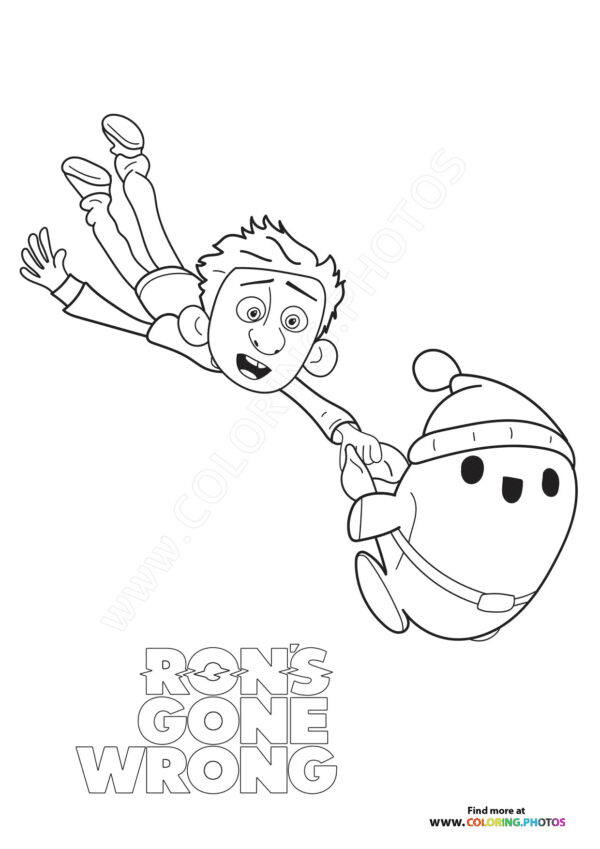 Ron draging Barney Coloring Pages