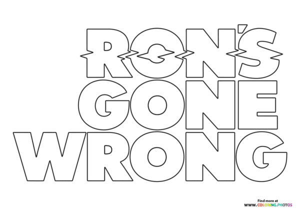 Página para colorear del logotipo de Ron's Gone Wrong