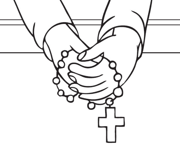 Rosary Hands Praying Free Coloring Page