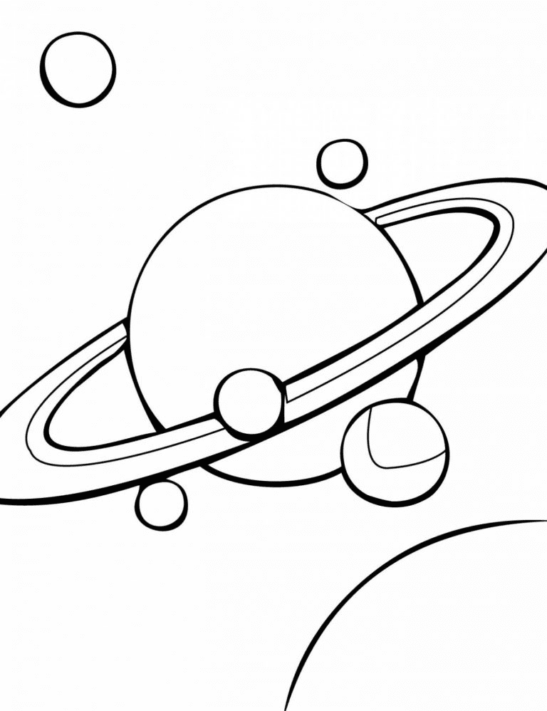 Saturn Planet for Kids Coloring Page. 