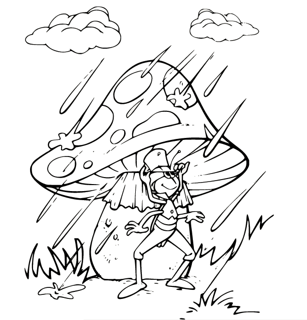 Shelter Under a Mushroom Coloring Page