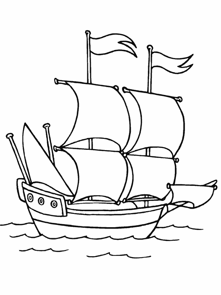 Simple Mayflower Free Coloring Pages