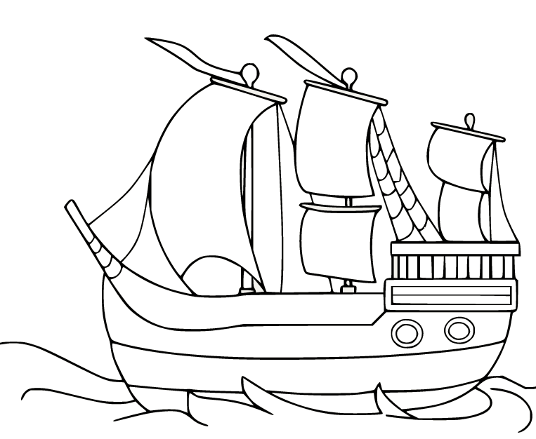 Page de coloriage simple du navire Mayflower