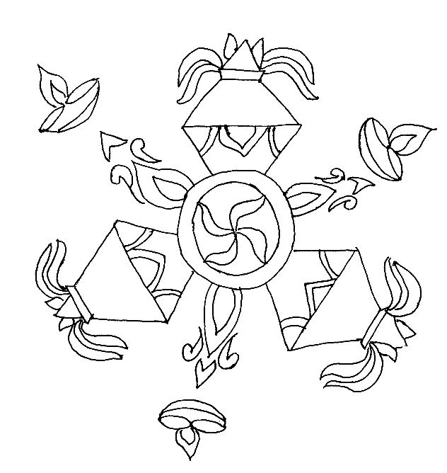 Simple Rangoli Designs Coloring Pages