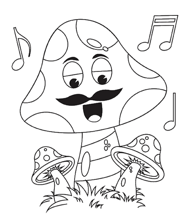 Singing Mushrooms Coloring Page
