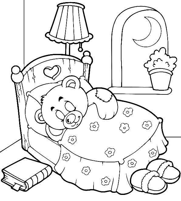 Sleeping Teddy Bear Coloring Pages