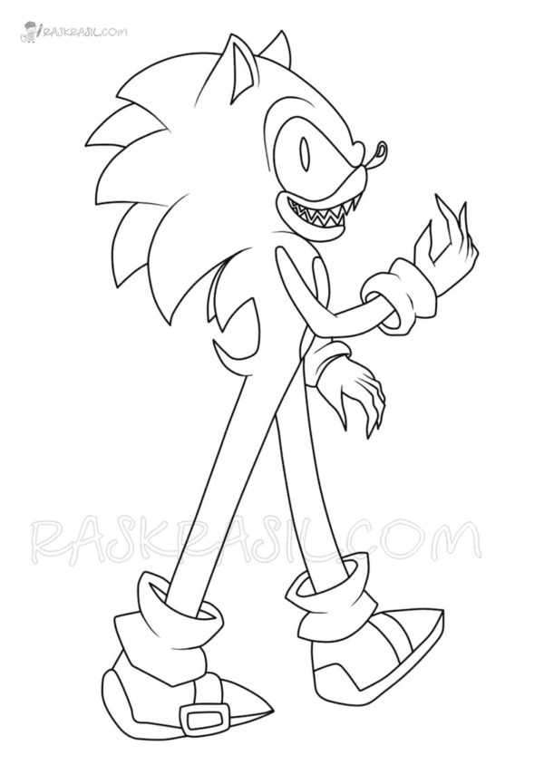 Dibujo para colorear Sonic Exe sonriente
