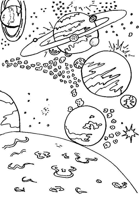 Solar System Planets Free Coloring Page