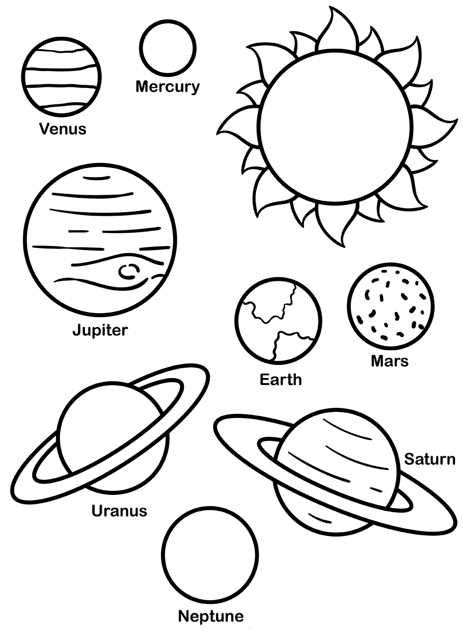 Coloriage à imprimer du système solaire