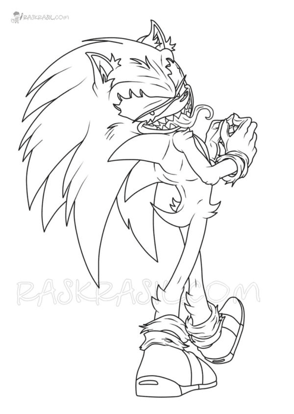 Sonic Exe Posing Creepily Coloring Page