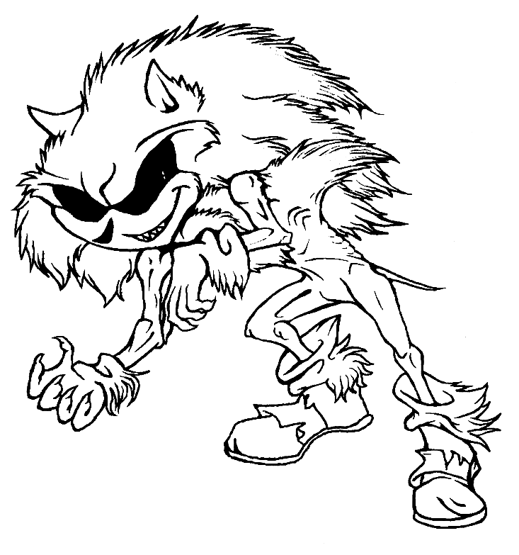 Sonic Exe to Print Coloring Page