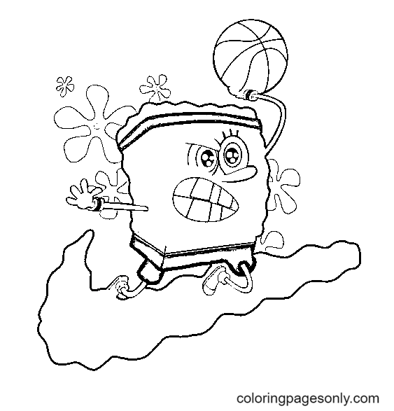 Spongebob with Nike Coloring Pages