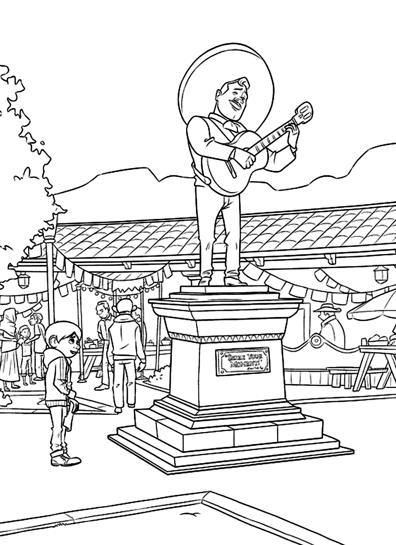 Statue of Ernesto de la Cruz Coloring Page