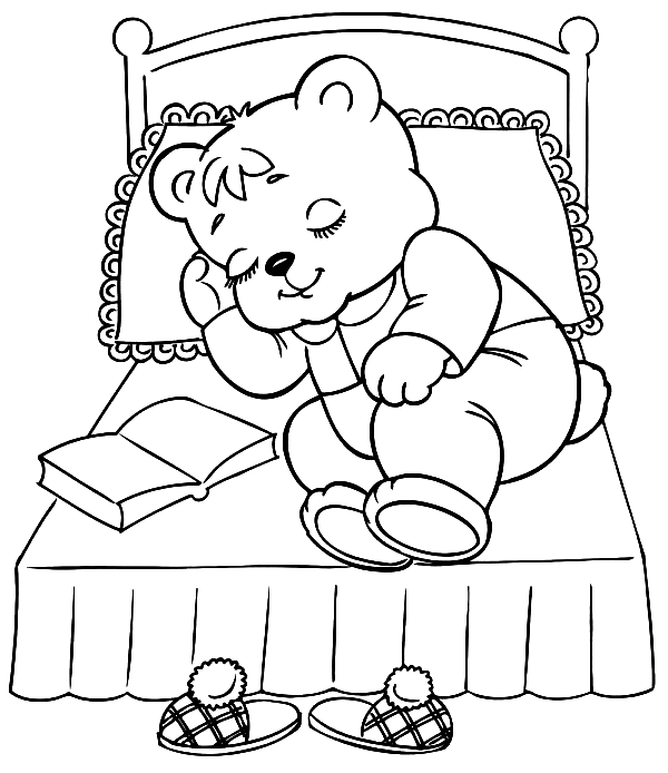 Sweet Sleeping Teddy Bear Coloring Page