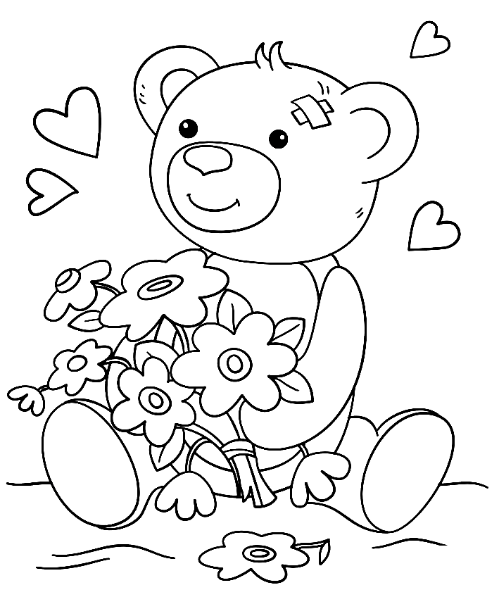 泰迪熊和泰迪熊的花