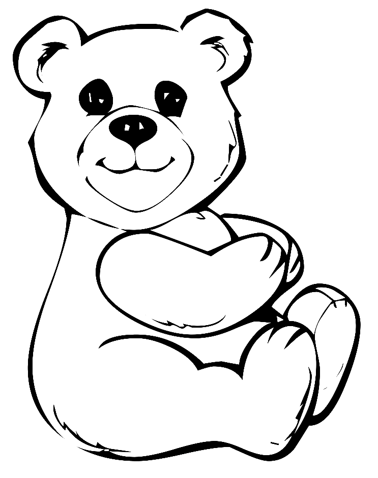 Teddy Bear is Sitting Coloring Page