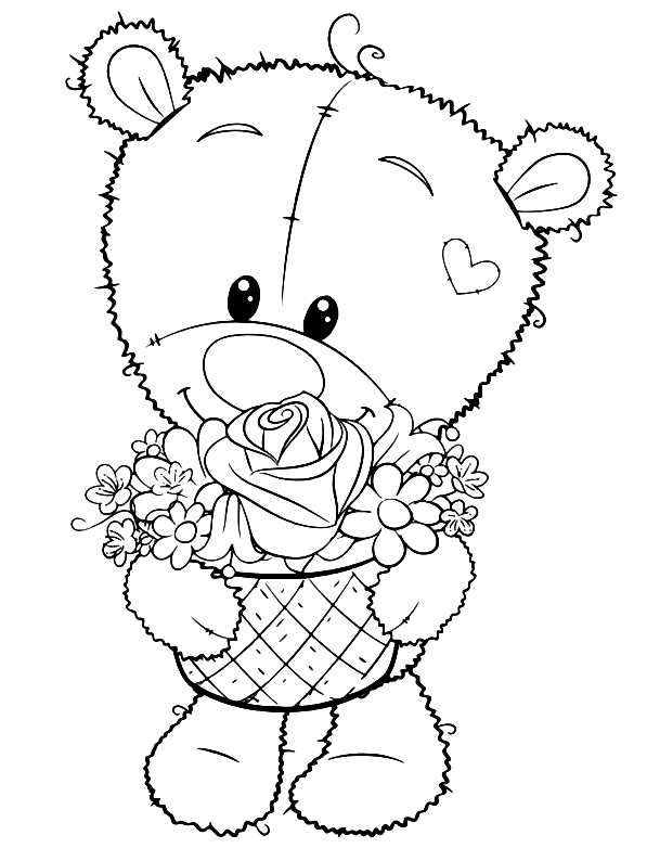 Oso de peluche con cesta de flores de Teddy Bear