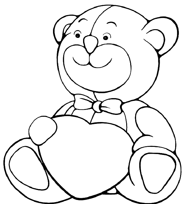 Teddy Bear with Heart Coloring Page