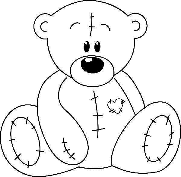 Teddy Bear with Patches Coloring Page