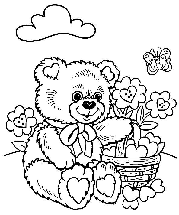Ursinho de pelúcia com uma cesta de corações from Teddy Bear