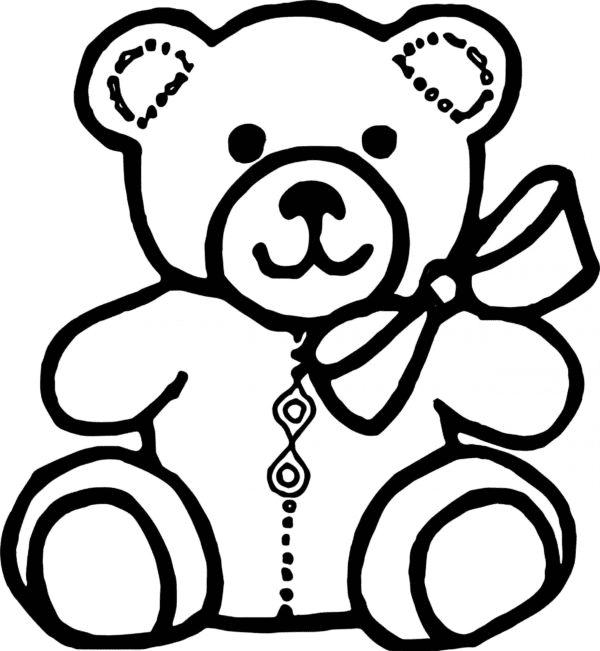 Teddy Bear with a Bow Coloring Page