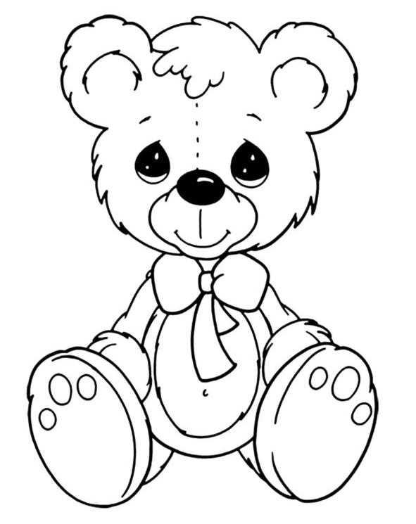 Раскраска Медвежонок Тедди с милыми глазами