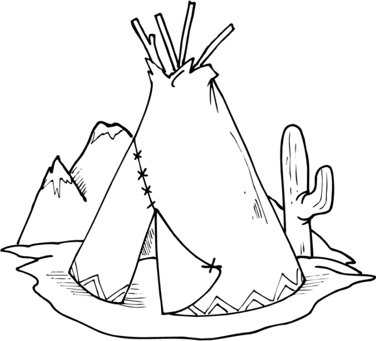 Teepee Native Americansơ Coloring Page
