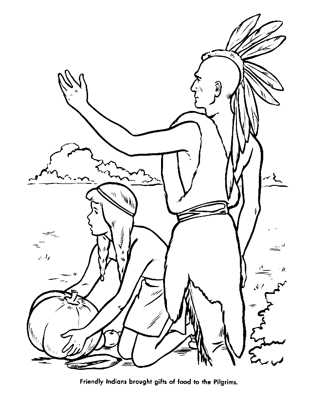 Thanksgiving - Native American Coloring Pages