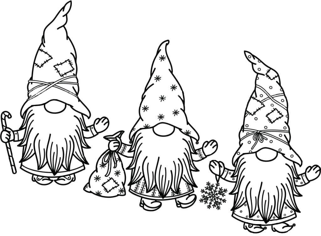Tre gnomi con cappelli da Gnome
