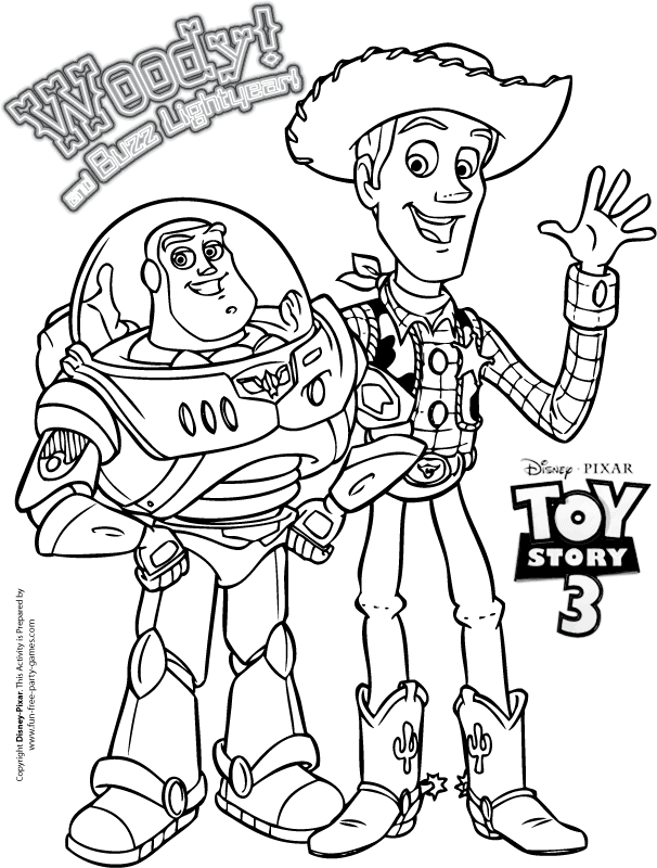 Toy Story Buzz and Woody Coloring Page