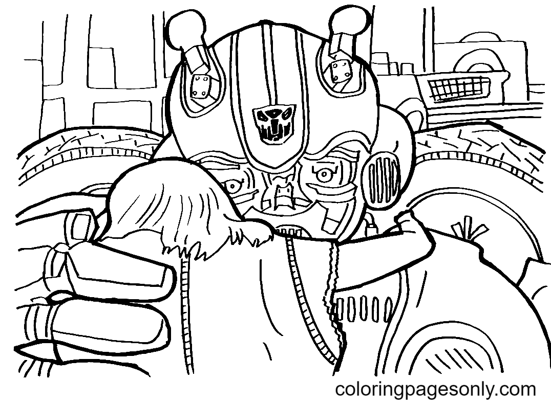 Transformers Bumblebee Cartoon Coloring Page