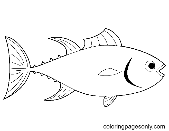 Раскраска тунец для печати