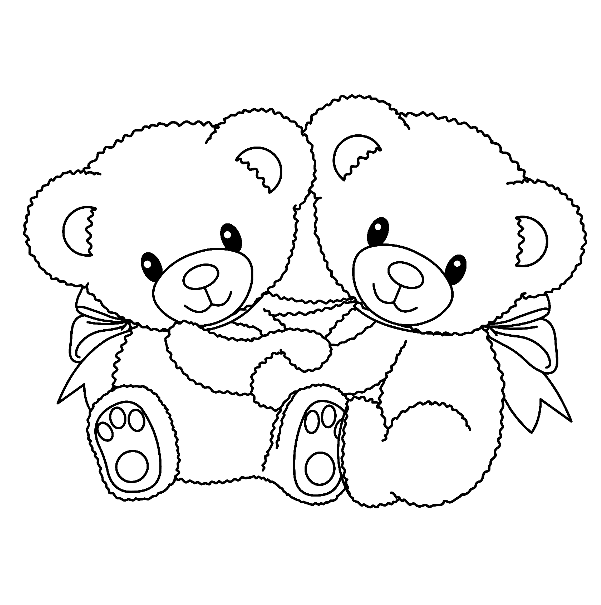 Twin Teddy Bears Coloring Pages