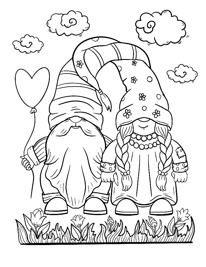 Two Gnomes Coloring Page