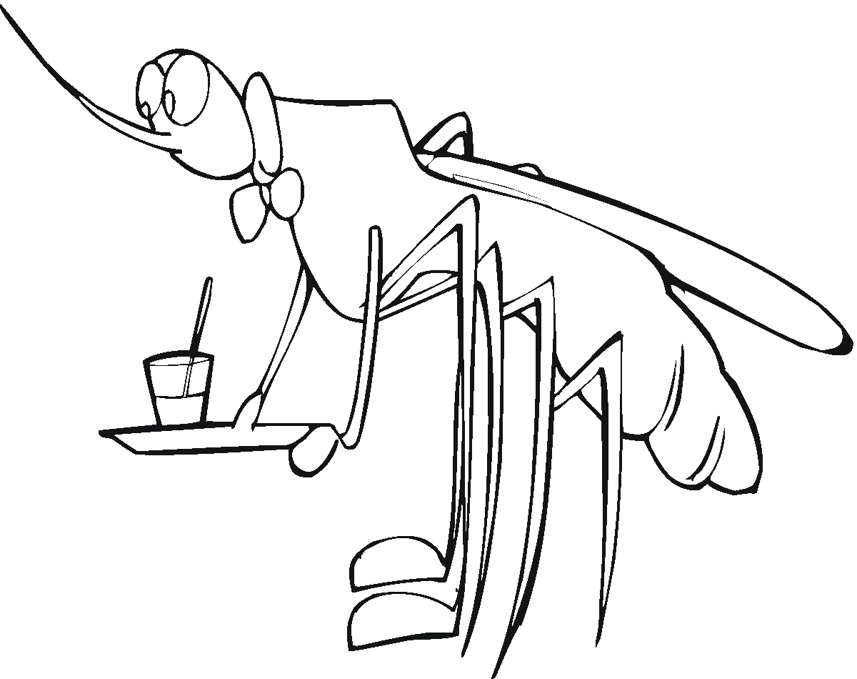 Waiter Mosquito Coloring Page