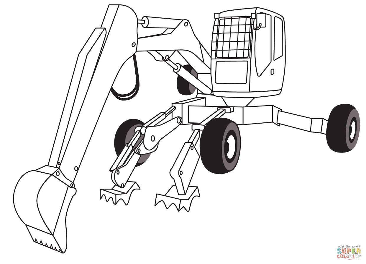 Walking Excavator Coloring Pages