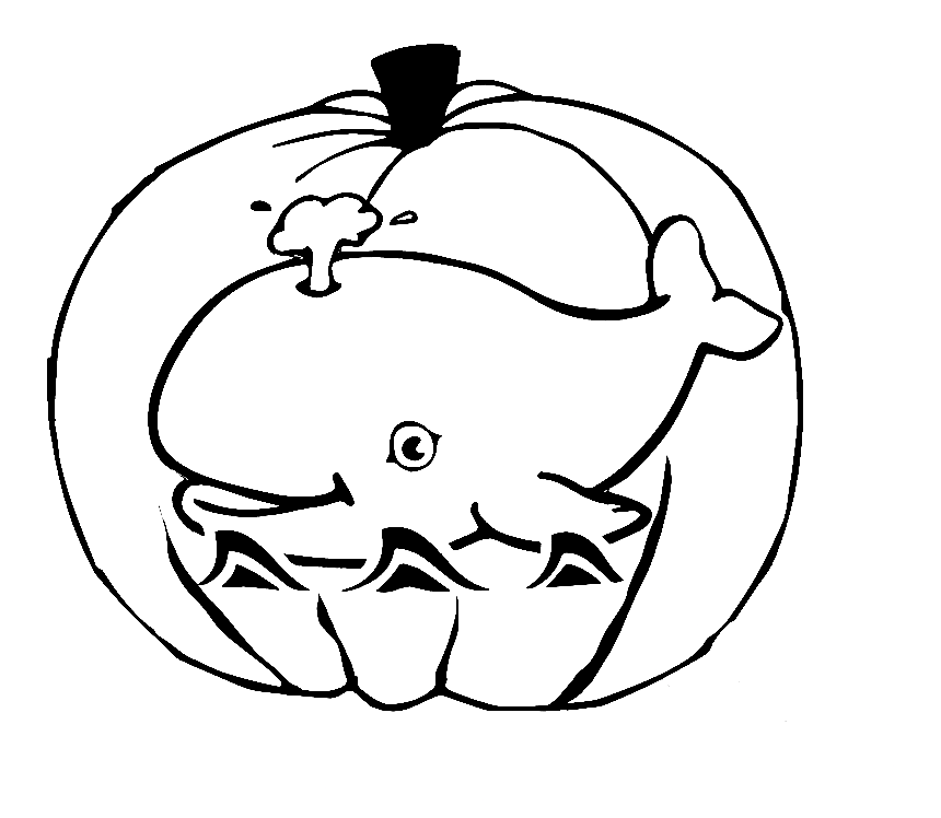 Whale with Pumkin Coloring Page
