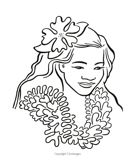 Woman Wearing a Lei Coloring Page