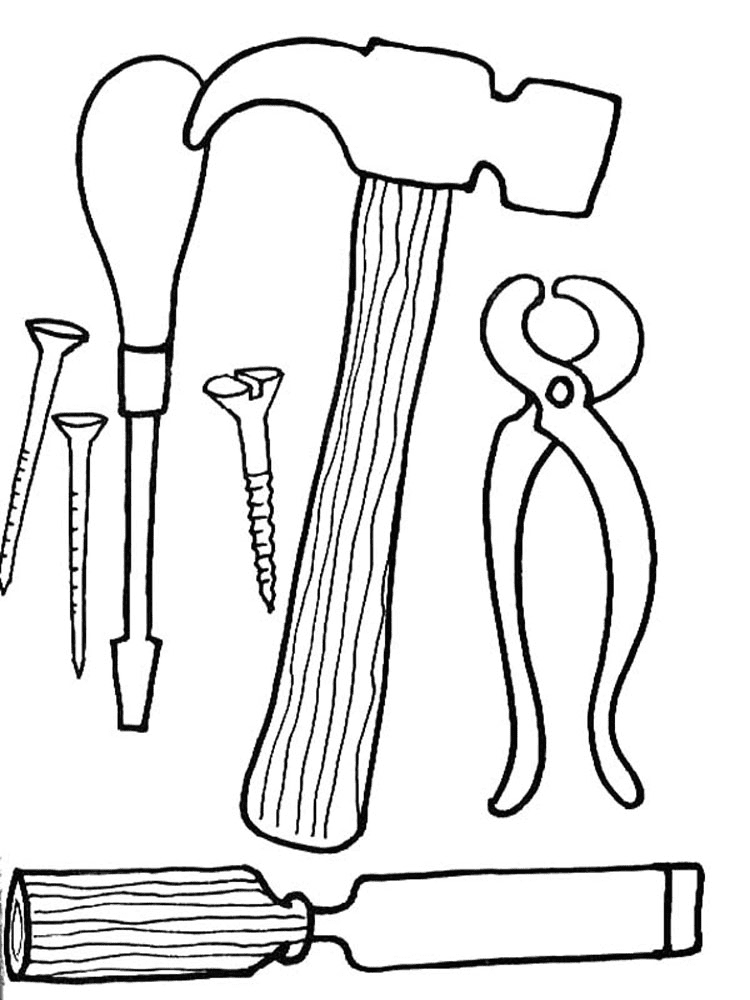 Página para colorear de herramientas de construcción de carpintería
