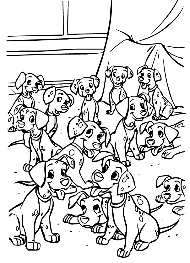 101 Dalmatians Puppies Coloring Page