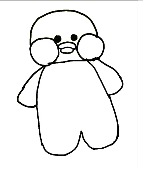 Adorable Lalafanfan Duck Coloring Page