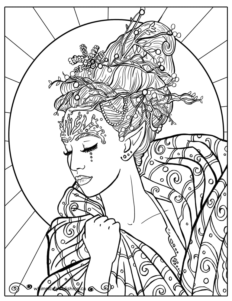 Aesthetic Beautiful Girl Coloring Page