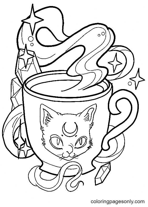 الرسم الجمالي لفنجان القهوة من القهوة